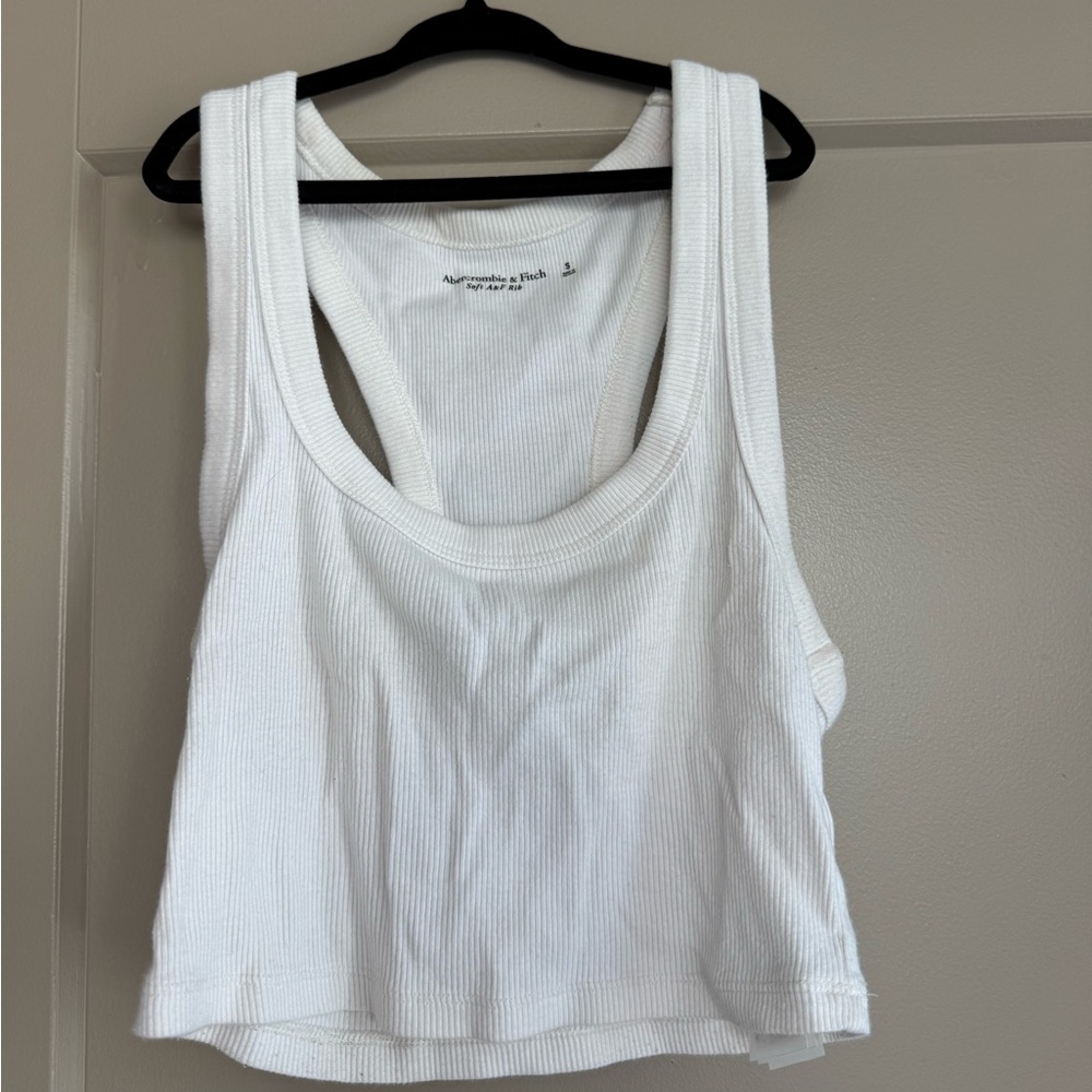Abercrombie & Fitch White Ribbed Tank Top